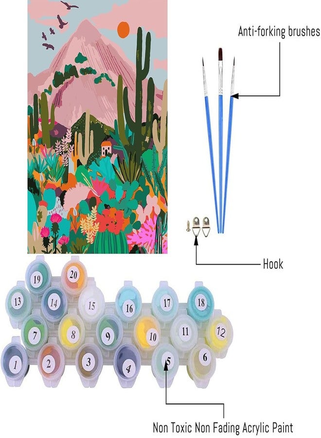 TREXEE DIY Oil Painting Paint By Numbers Kit For Kids & Adults 16" Wx20 Linen Oil Canvas Pre-Printed Canvas With Brushes & Pigment, DIY Color Acrylic Paints By Number Kit (No Frame), Multicolor - Image 2